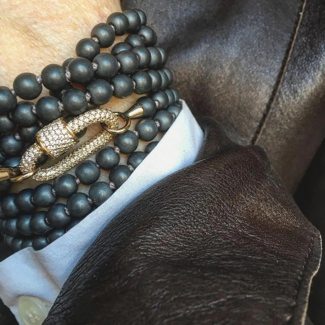 48" Buffed Hematite Strand YG Loops