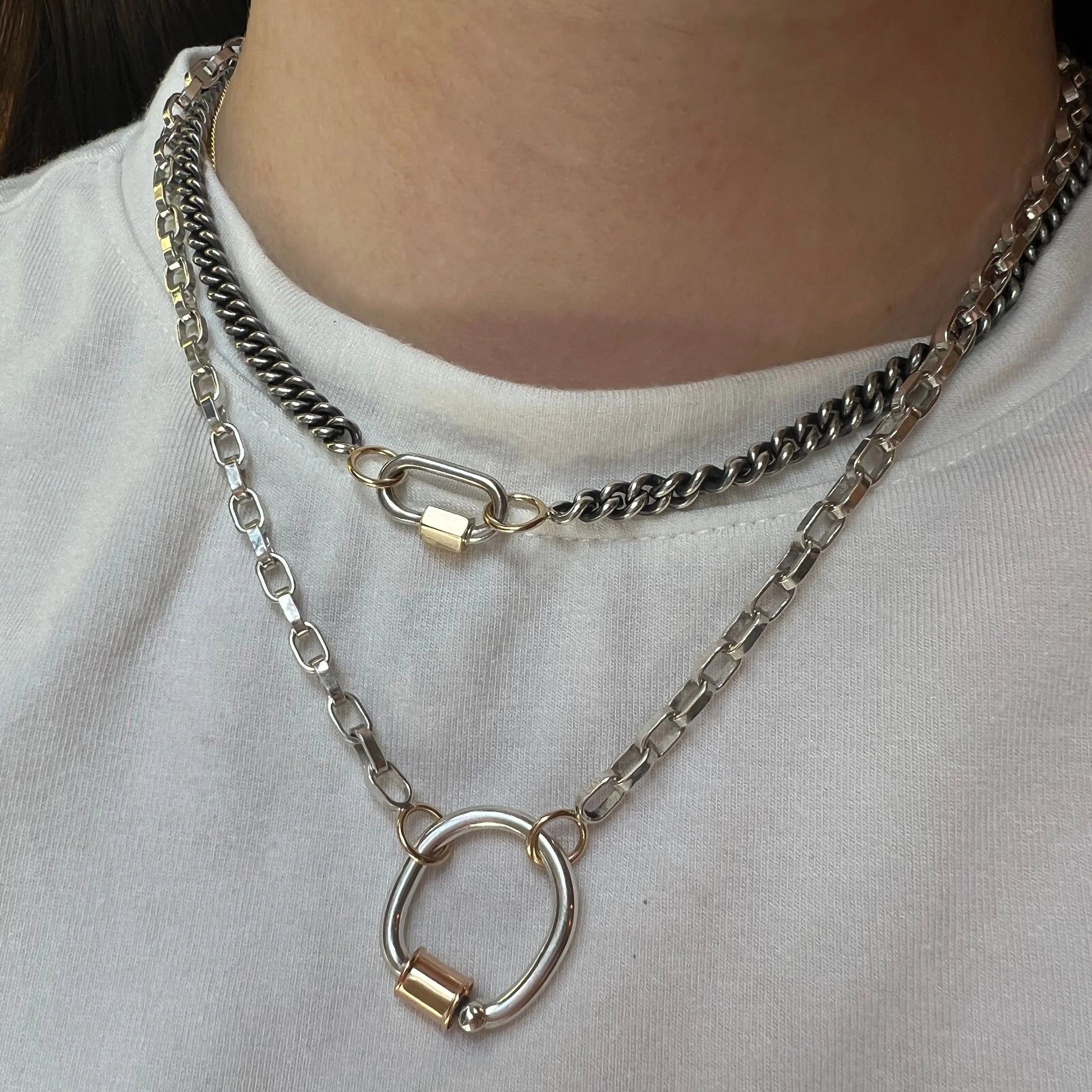 16"Biker Chain Necklace/Bracelet Polished Silver