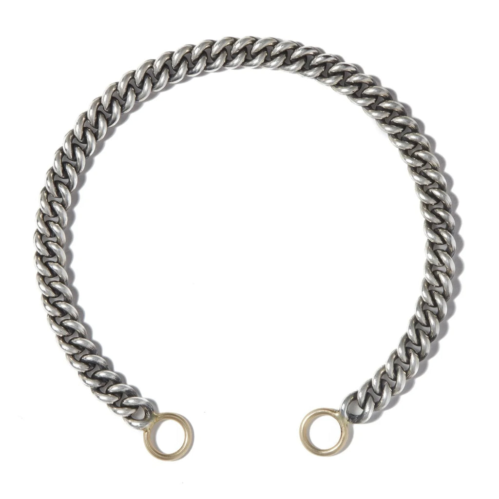 Heavy Curb Chain Bracelet silver/golden loops 6.5