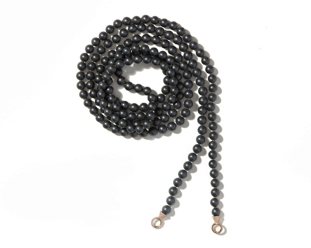 48" Buffed Hematite Strand YG Loops