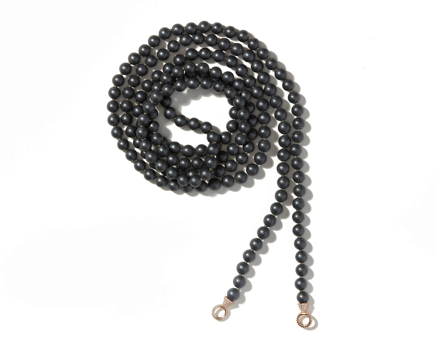 48" Buffed Hematite Strand YG Loops
