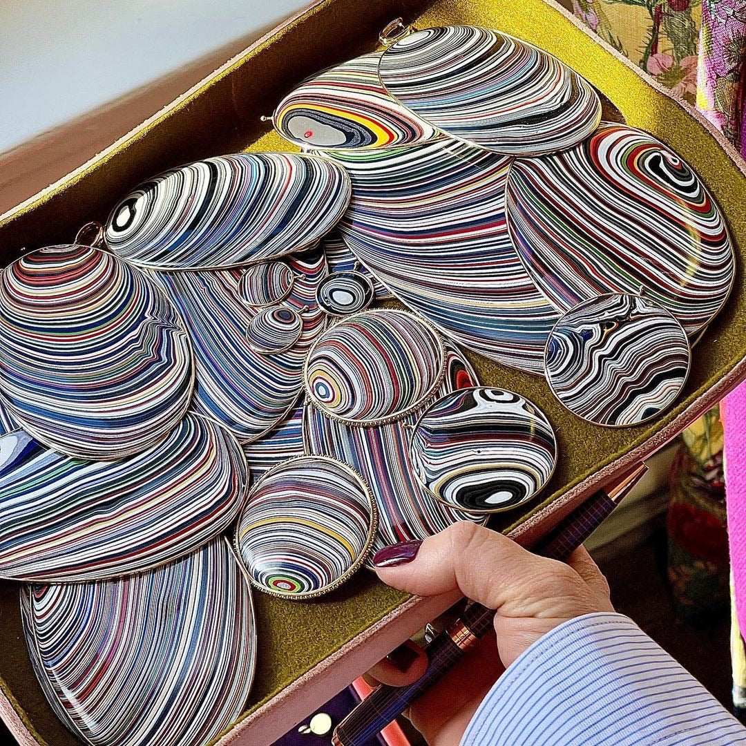 Fordite Mini Disc Pair
