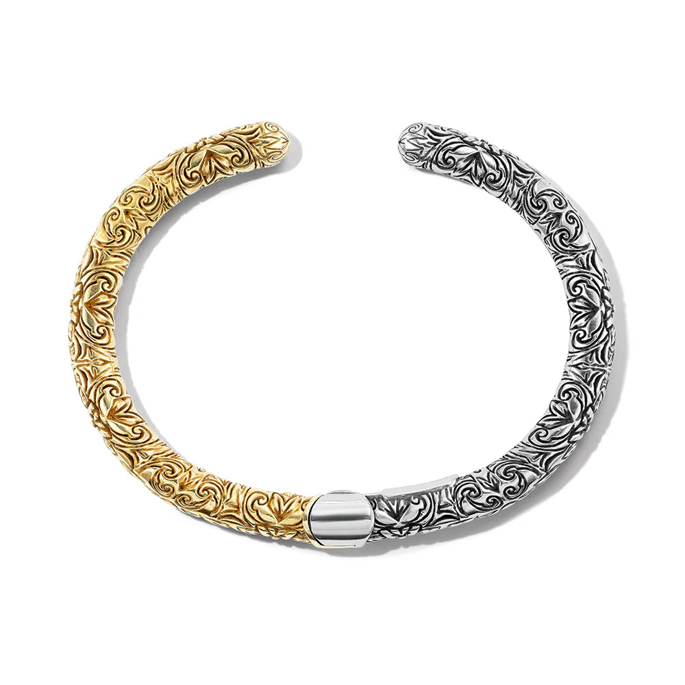 Embossed Hinged Cuffling silver/messing