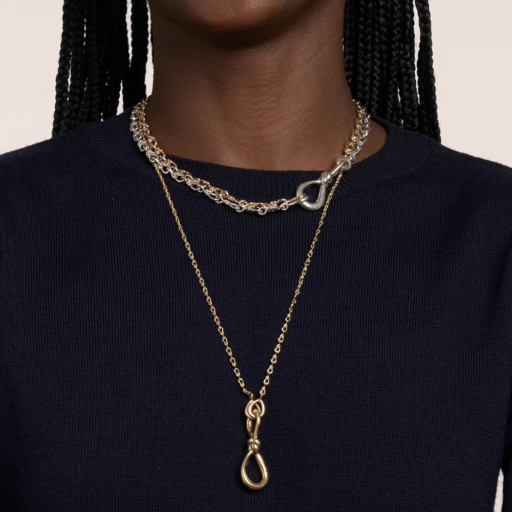 Large True Lovers Knot Handmade Necklace Chain silver