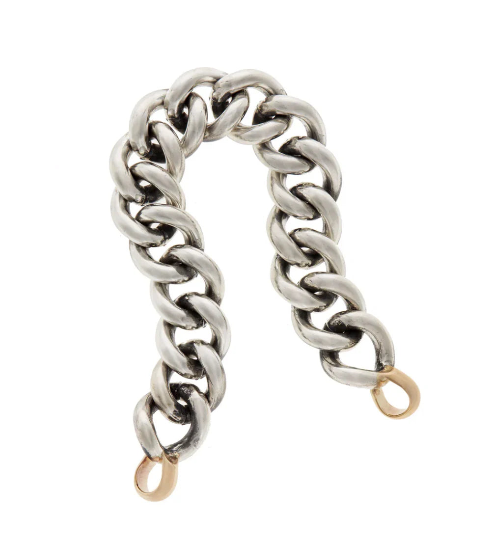 6.0 "Mega Curb Chain Silver Bracelet with Gold Loops