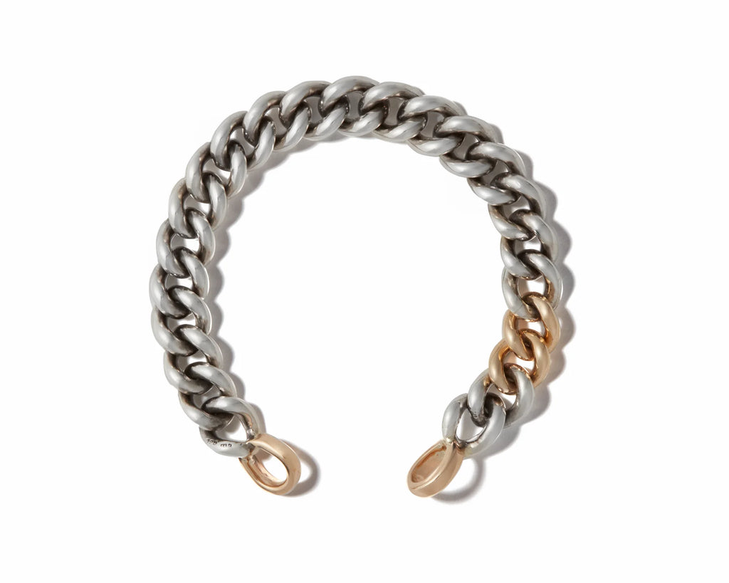 6.5 MiniMega Curb Sterlingsilver with 2 Gold Links