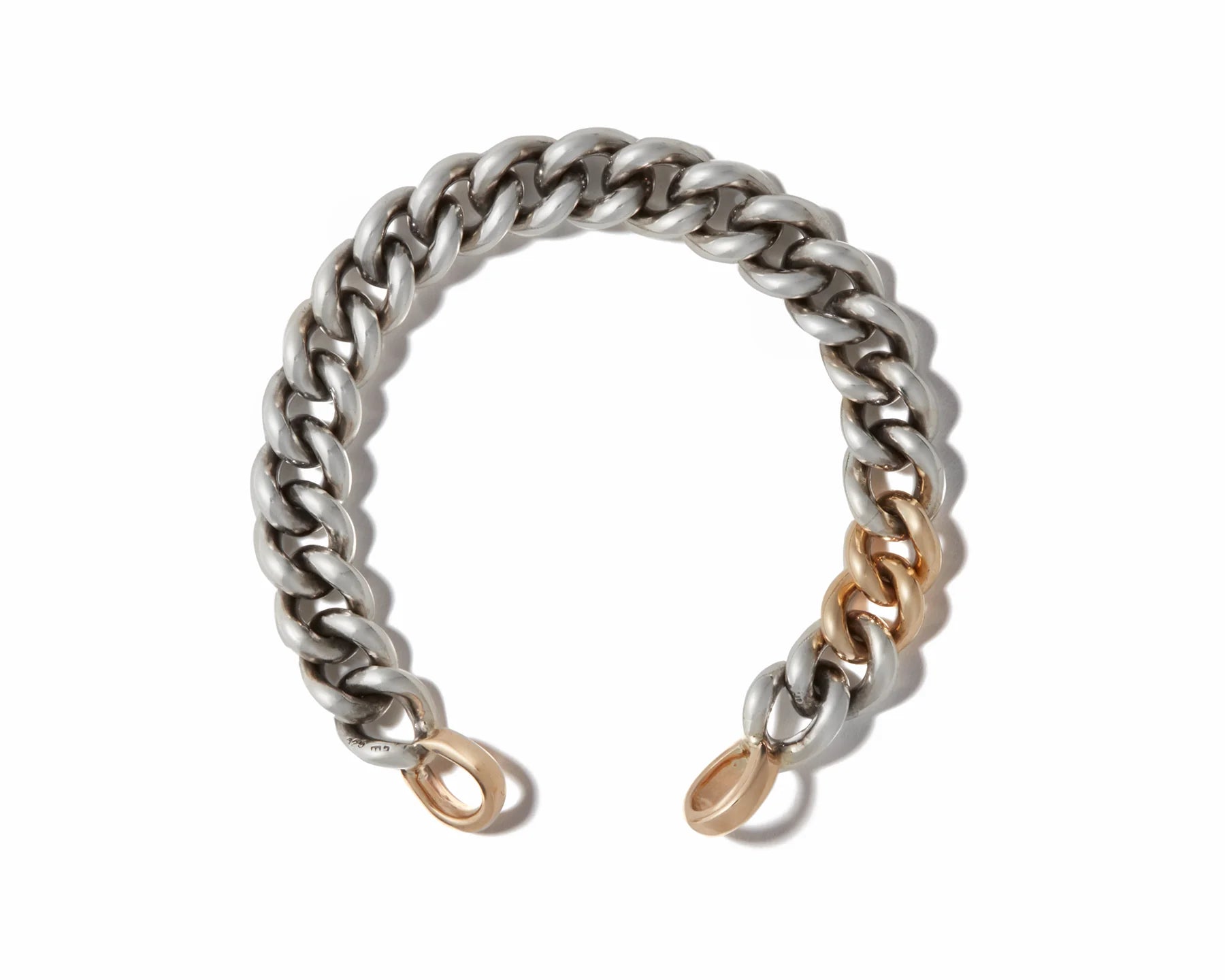 6.5 MiniMega Curb Sterlingsilver with 2 Gold Links