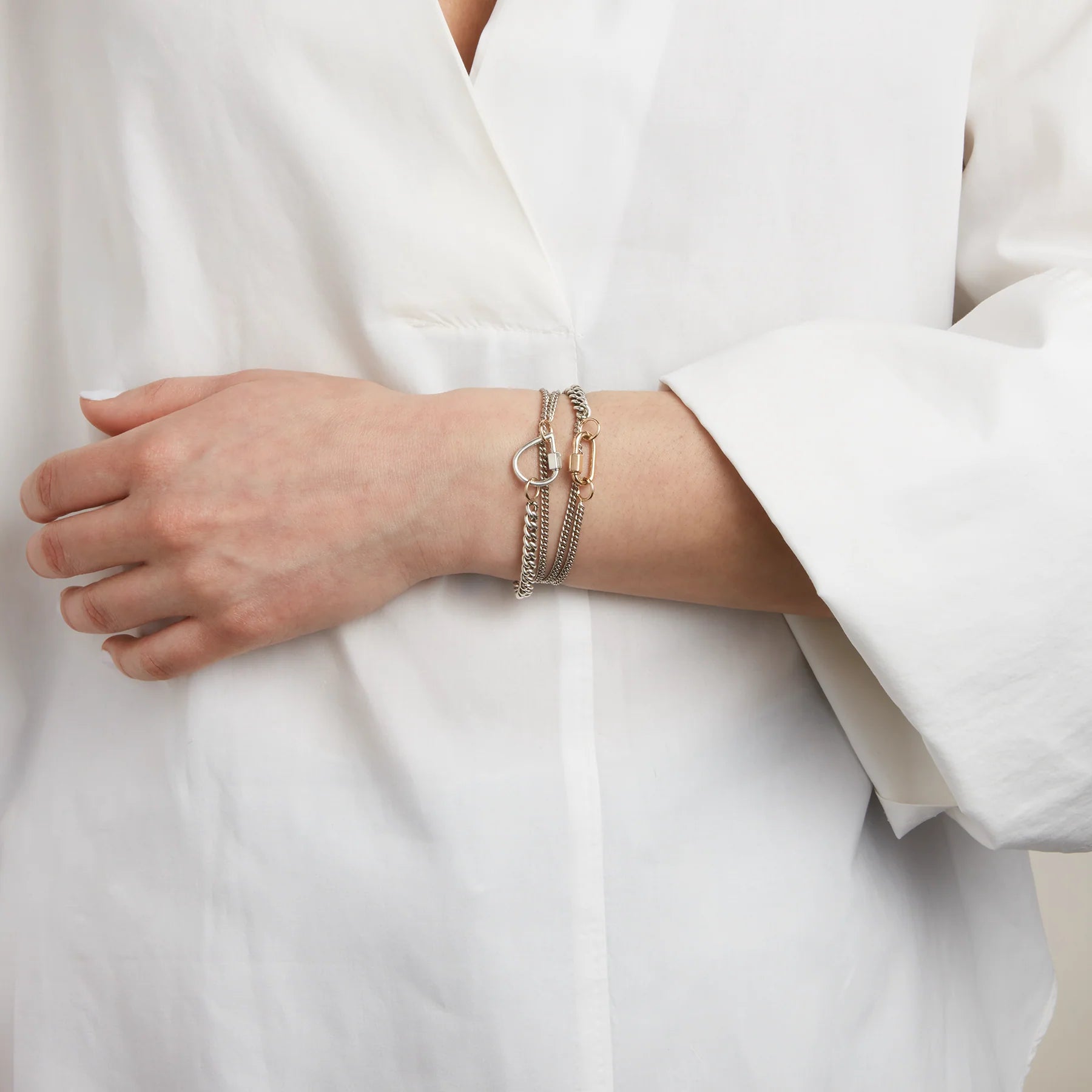 Heavy Curb Chain Bracelet silver/golden loops 6