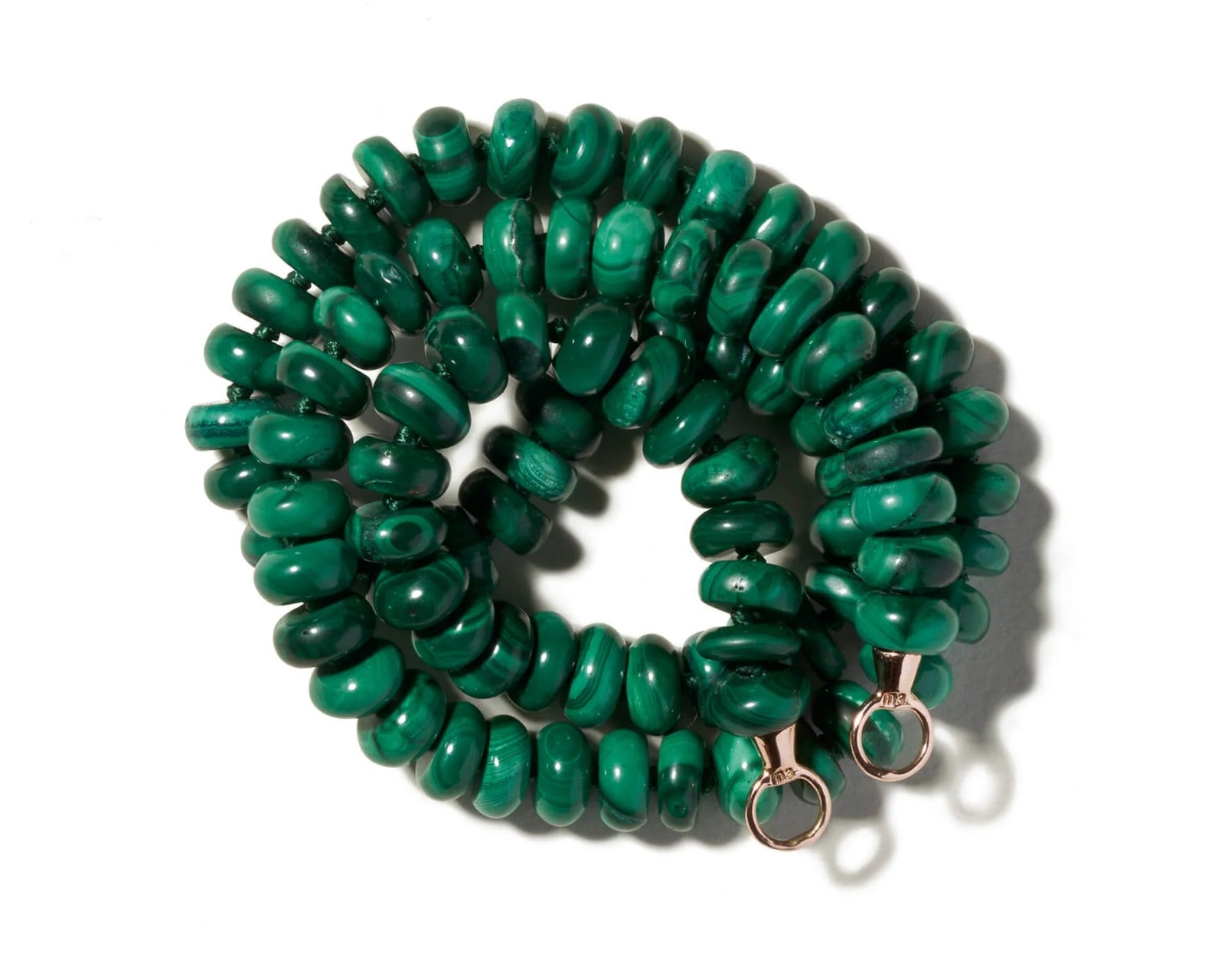 Malachite Strand with gold Loops