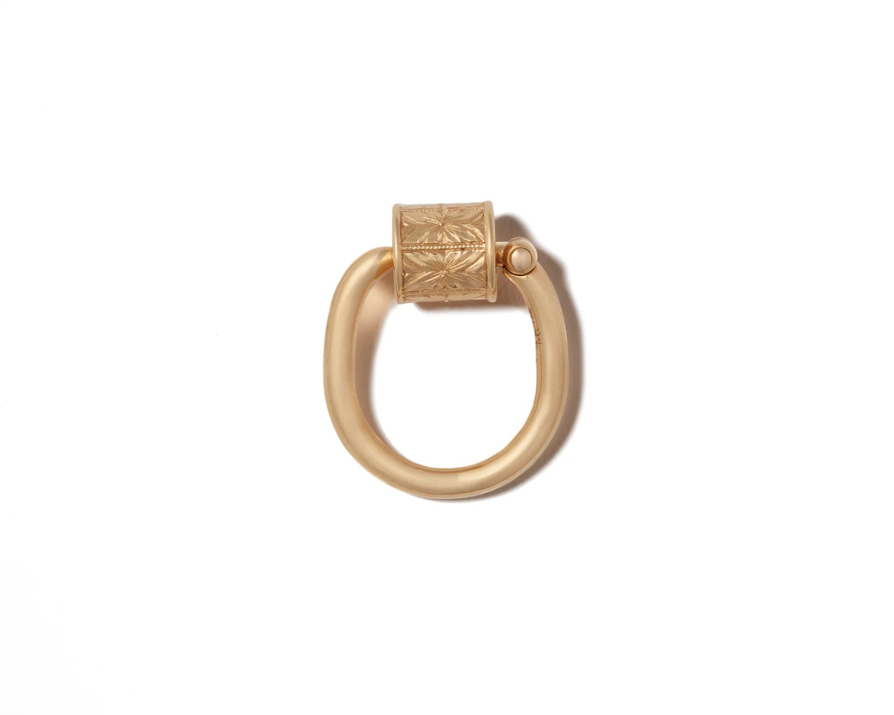 Hand engraved Chubby Trundle Lock Ring 18k gold