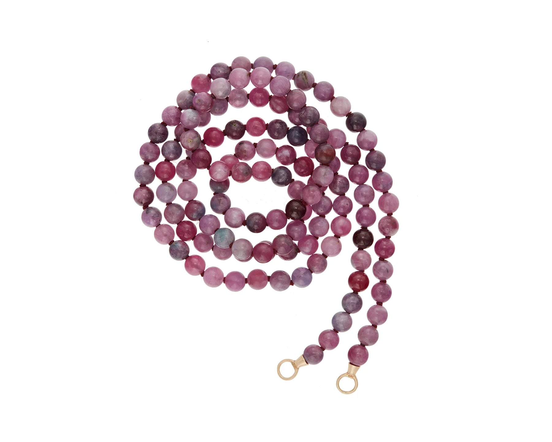Greenland Ruby Strand with yellow gold Loops